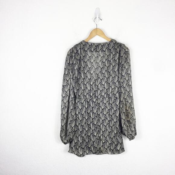 Zara Mini Dress 70s Gray Black Knotted Metallic Thread Draped Large 8677/067 - Picture 12 of 13